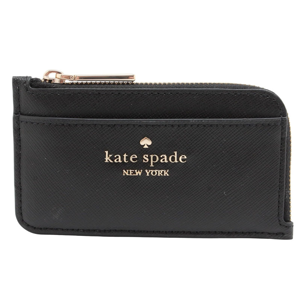 Kate Spade Madison Small Saffiano Leather Top Zip Card Holder Black KC583 L-Zip